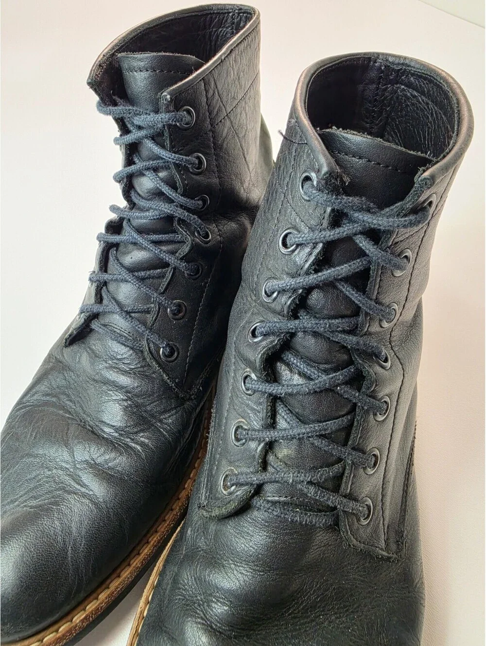 Nisolo Andres Black Soft Leather High Top Lace Up Boots Mens Size 11.5